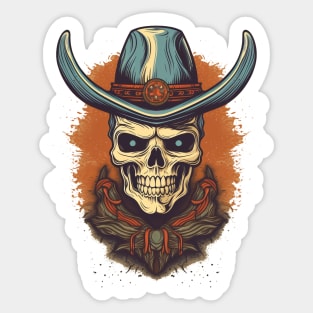 Retro Mean Cowboy Western Hustler Skull Sticker